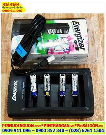 Energizer CHFC _Bộ sạc 4viên pin AA 1.2v -Kèm sẳn 4 Pin sạc Camelion NH-AA2700LBP2 LockBox (AA2700mAh-1.2v)